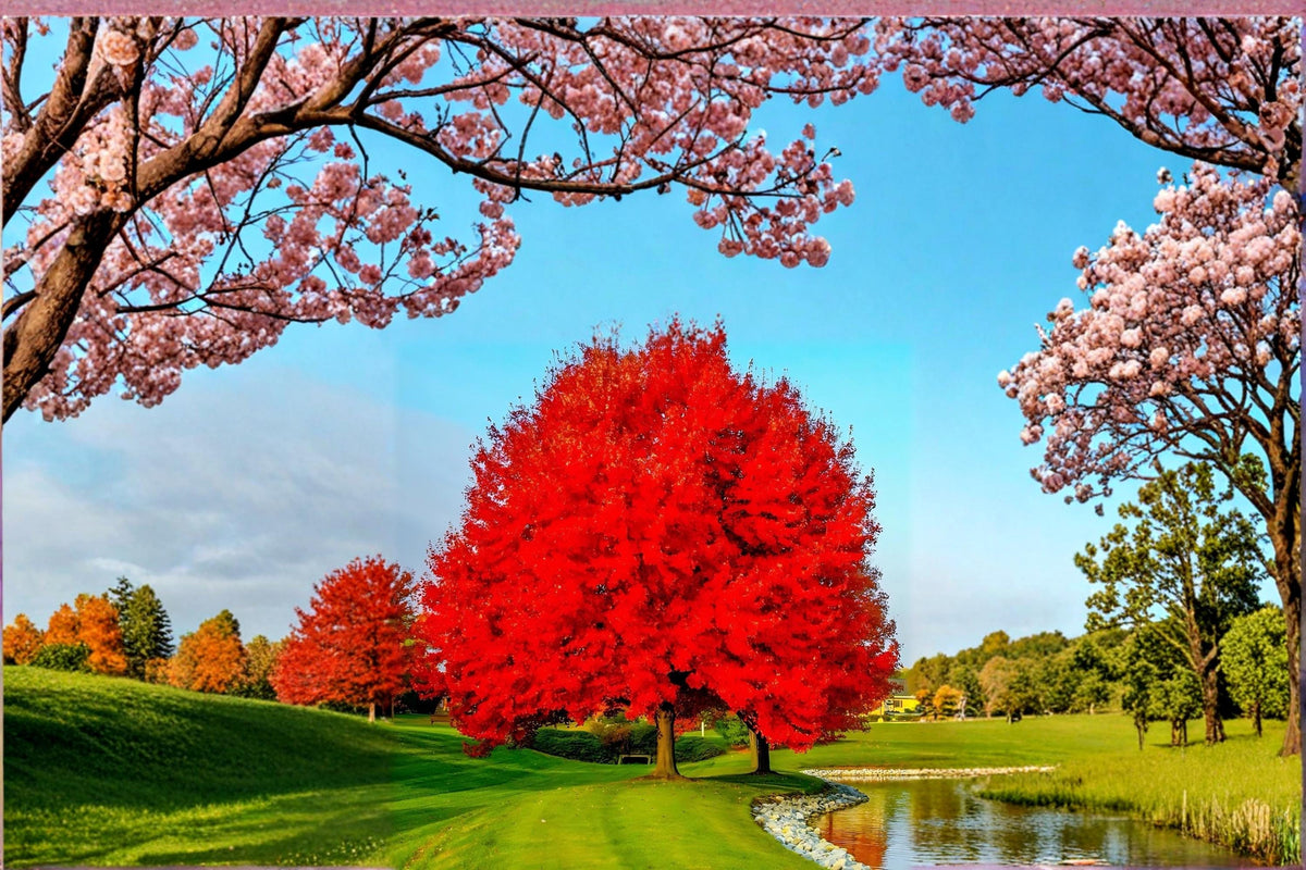 Red Maple Live Plants 2 Pack 18" Tall Acer rubrum Deciduous Ornamental Tree with Vibrant Fall Color