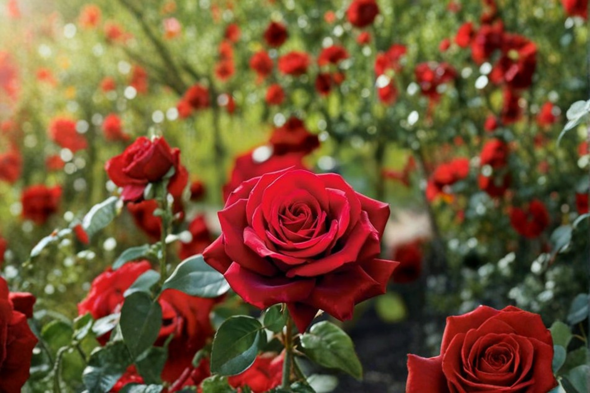 Opening Night Hybrid Tea Rose 1 Gal Live Plant, Red Bloom Shrub, Rosa spp., Flowering Garden Accent for Outdoor Landscape