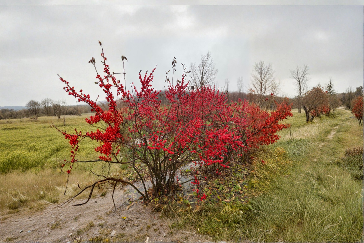 Female Winterberry Live Plant 12" - Ilex verticillata 'Maryland Beauty' - Red Berry Shrub in 1 Gallon Pot for Winter Color