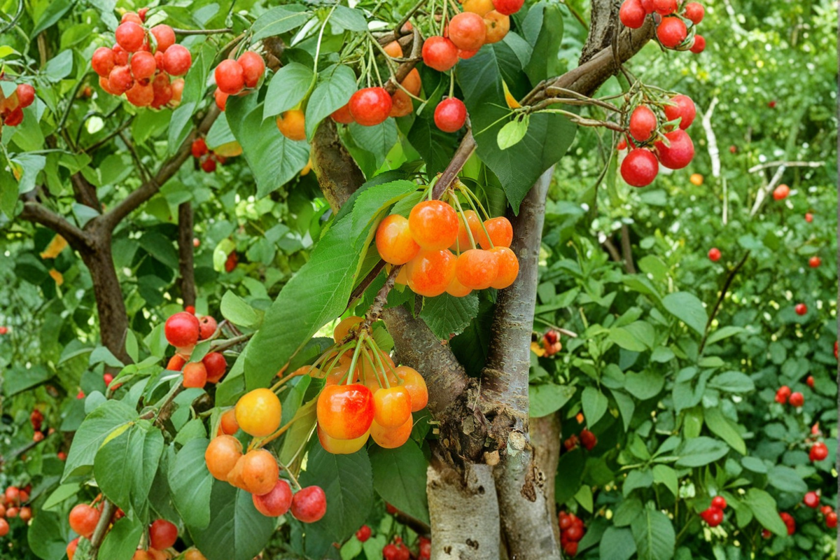 Yellow Cherry Tree 4 Ft Live Fruit Tree - Sweet Rainier Cherries Prunus avium for Garden Orchard