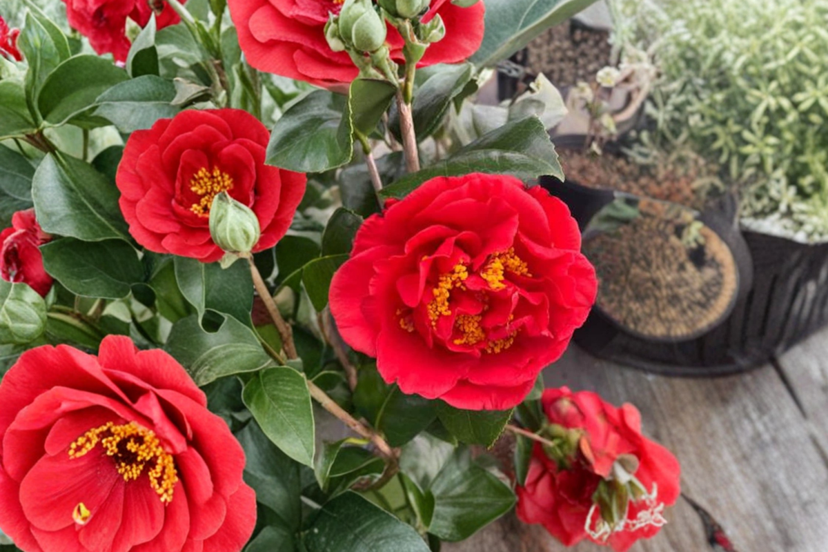 Japanese Camellia 'Kramer's Supreme' 1 Gallon Red Evergreen Flowering Shrub Camellia japonica