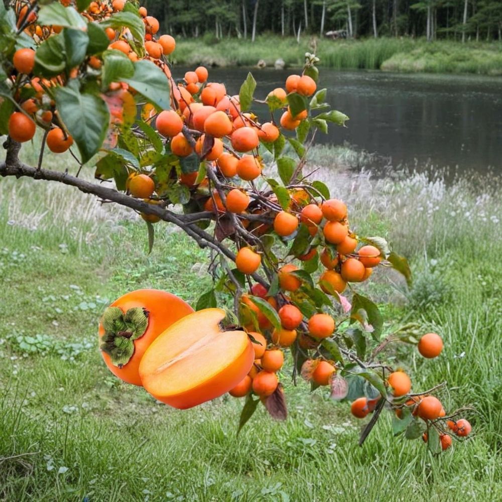 American Persimmon Tree - 2-3 Ft Bare Root - Diospyros virginiana - Sweet Native Fruit Tree - Fast Growing Outdoor Plant