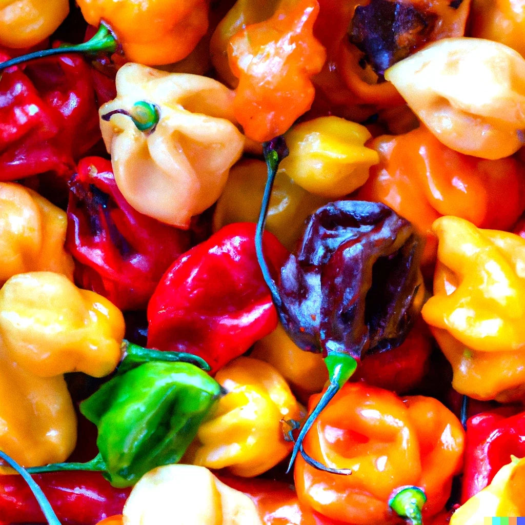 Habanero Pepper Seeds - 20+ Rainbow Mix, Hot Color Blend, Non-GMO, Capsicum chinense, Ideal for Salsas and Sauces
