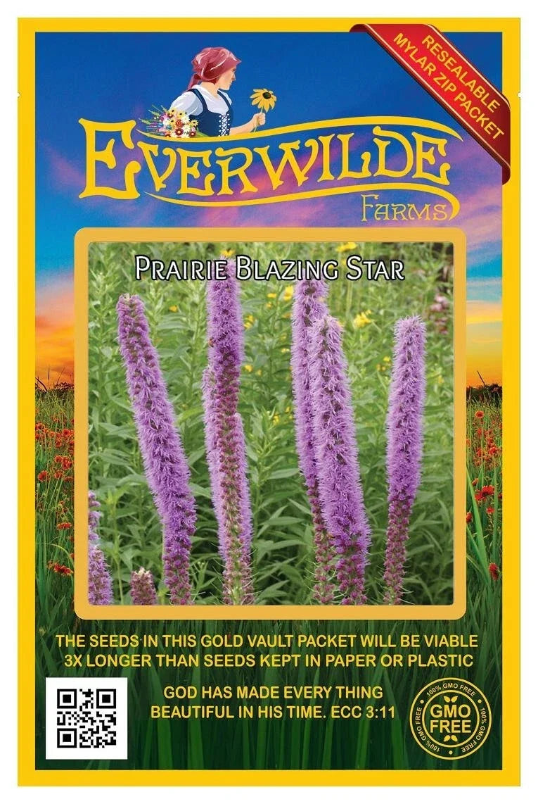 Prairie Blazing Star Wildflower Seeds 1 Oz - Purple Liatris pycnostachya - Non-GMO Mylar Packet for Pollinator Gardens