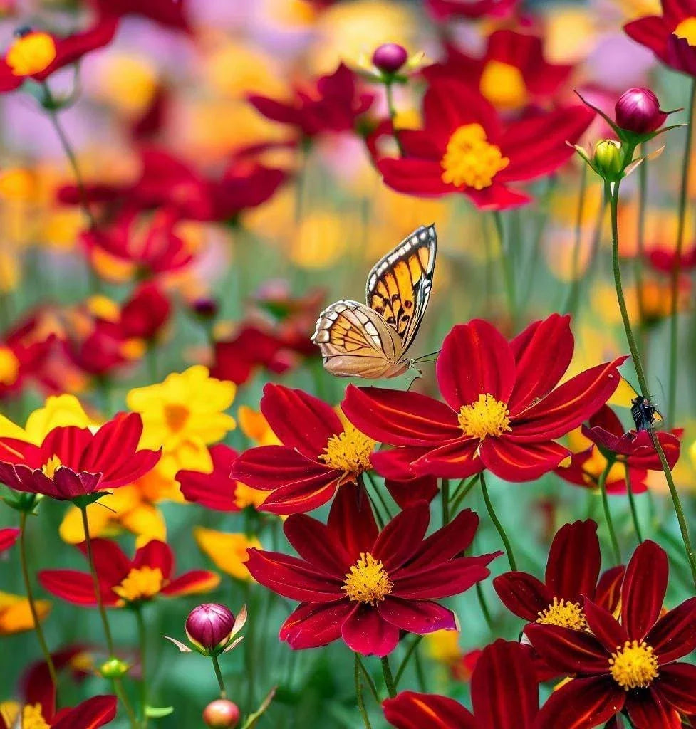 Dwarf Coreopsis Wildflower Seeds 2000+ Perennial Coreopsis tinctoria for Outdoor Garden, Attracts Pollinators, Yellow Blooms