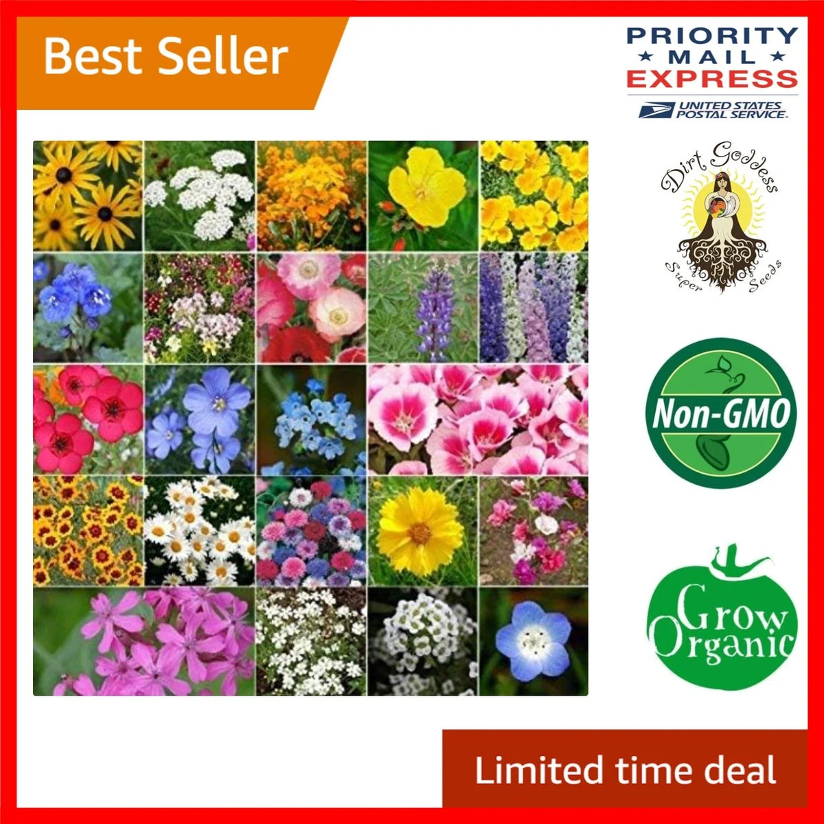 Bulk Wildflower Seed Mix 1 lb Non-GMO Pollinator Blend Various Species for Vibrant Gardens, Attract Bees and Butterflies