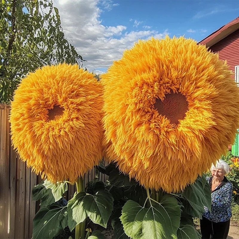 Giant Teddy Bear Sunflower Seeds 50pcs - Yellow Fluffy Blooms - Helianthus annuus - Non-GMO, Easy to Grow Garden Flowers