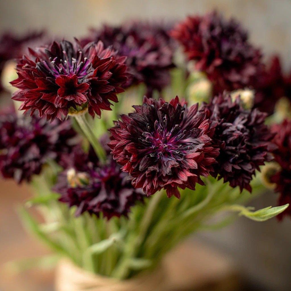 Black Cornflower Seeds - 100 Pack - Dark Purple Edible Flower - Centaurea Cyanus for Gardens and Garnishes
