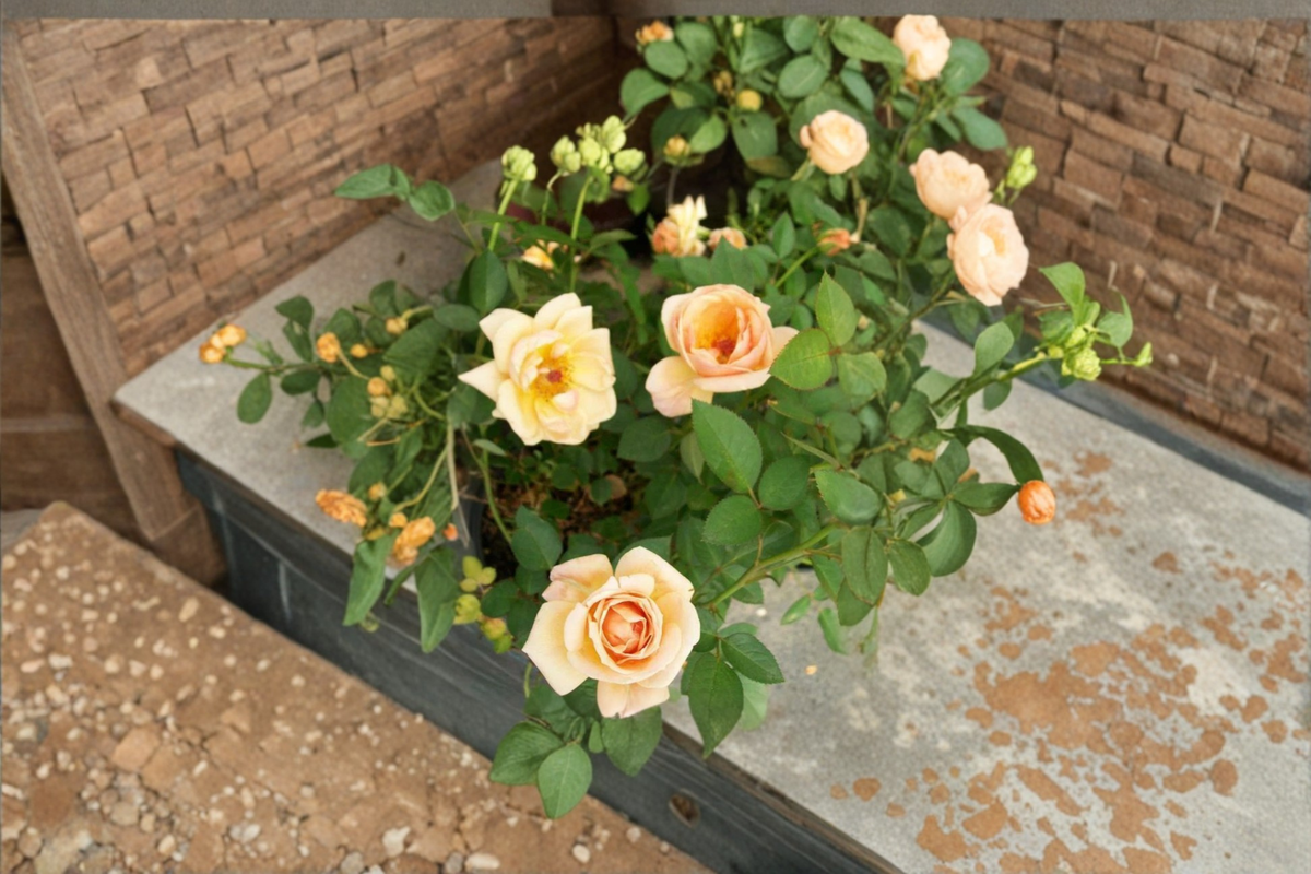 Southern Peach Apricot Yellow Rose 2 Gal Live Plant | Rosa spp. | Soft Yellow Blooming Bush for Garden Landscaping
