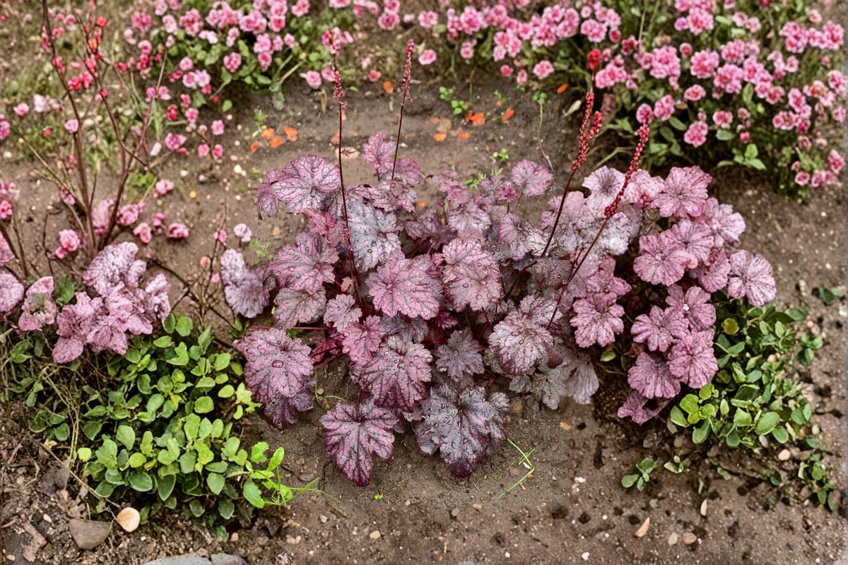 Heuchera Carnival Black Olive Plants - 3 Rooted Starters in 1 Qt Pots, Dark Foliage Coral Bells Perennial for Garden