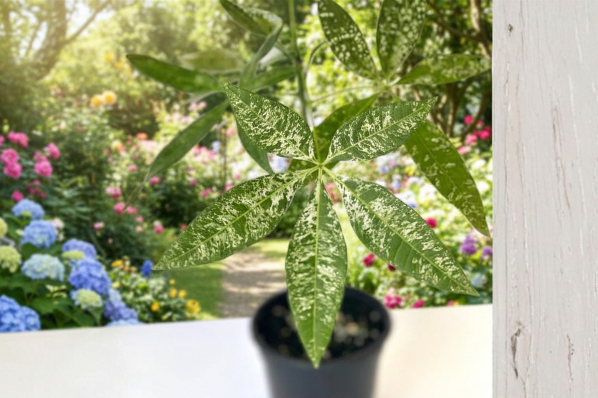 Variegated Money Tree Plant 4 Inch Pot Green Creamy White Foliage Pachira Glabra Albo Variegata Rare Indoor Houseplant