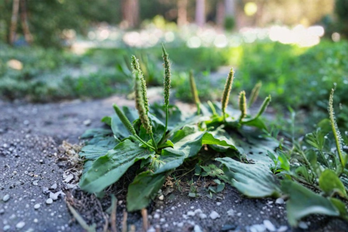 2 Live Broadleaf Plantain Plants in 4-Inch Pot - Plantago major (Llantén) - Hardy Perennial Herb for Herb Gardens and Containers