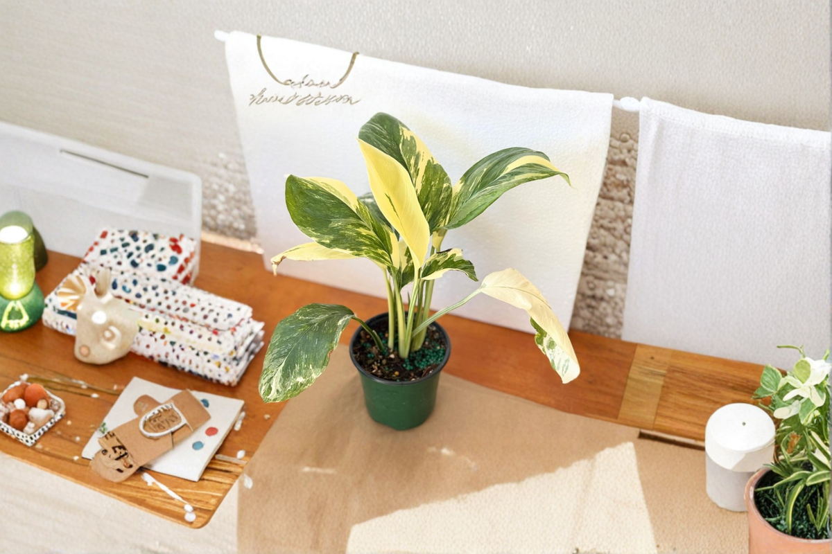 Monstera Lechleriana Albo Variegated Live Plant - Rare Tropical Climbing Houseplant - Monstera lechleriana Albo