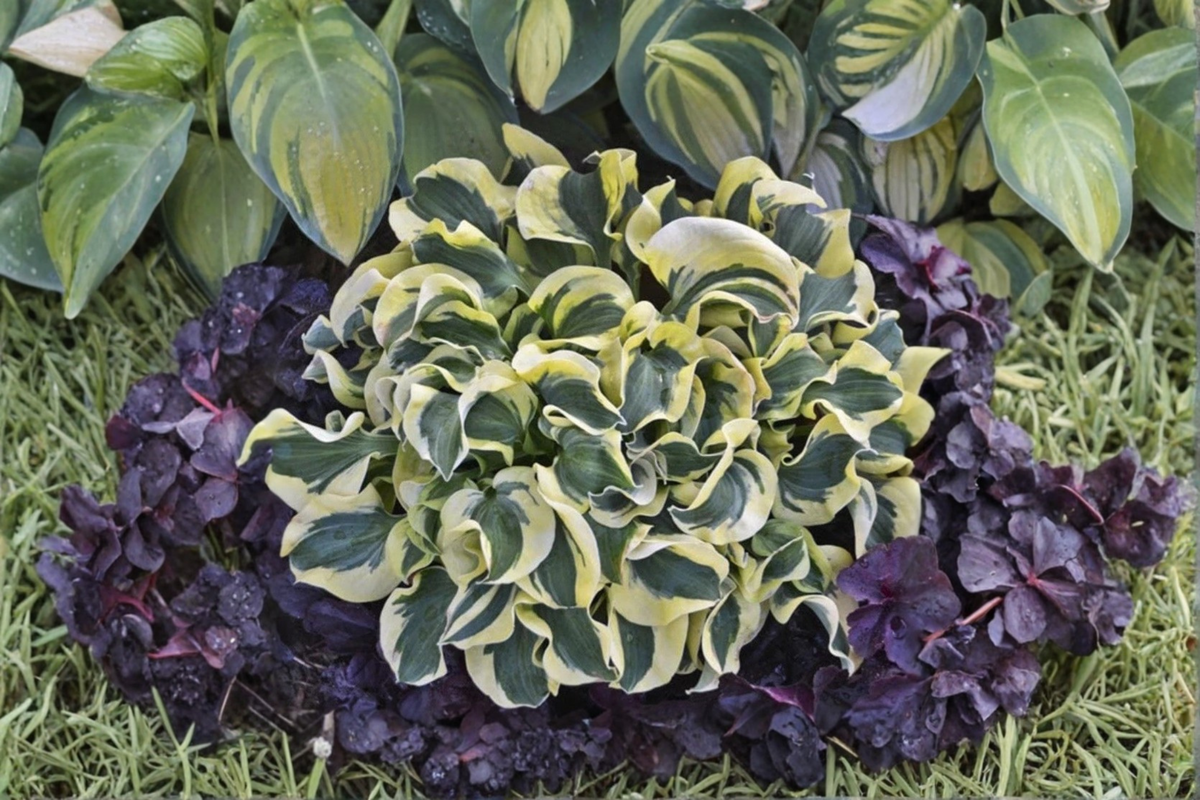 Dwarf Hosta Plant Starter - Mini Skirt Variegated Perennial - Hosta 'Mini Skirt' - Ideal for Shade Gardens & Containers