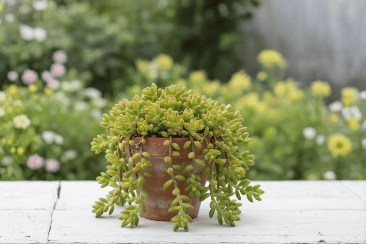 Pork and Beans Jelly Bean Plant 1 Live Succulent in 4-Inch Pot - Sedum rubrotinctum ‘Pork and Beans’ - Ornamental Succulent
