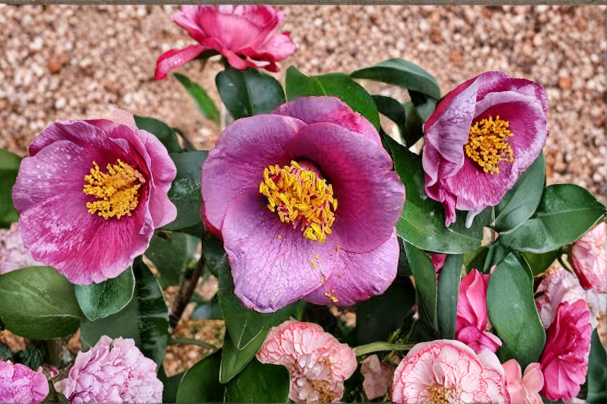 Japanese Camellia Live Plant 1 Gallon ‘Grape Soda’ Evergreen Flowering Shrub Camellia japonica - Deep Red to Purple Blooms