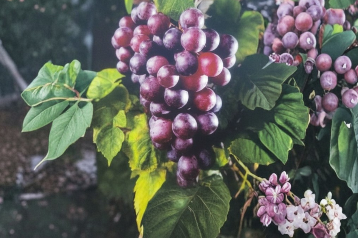 Black Isons Muscadine Grape Vine Live Plant 2 Gallon Pot, Sweet Fruit Vine for Garden Trellis, Vitis rotundifolia