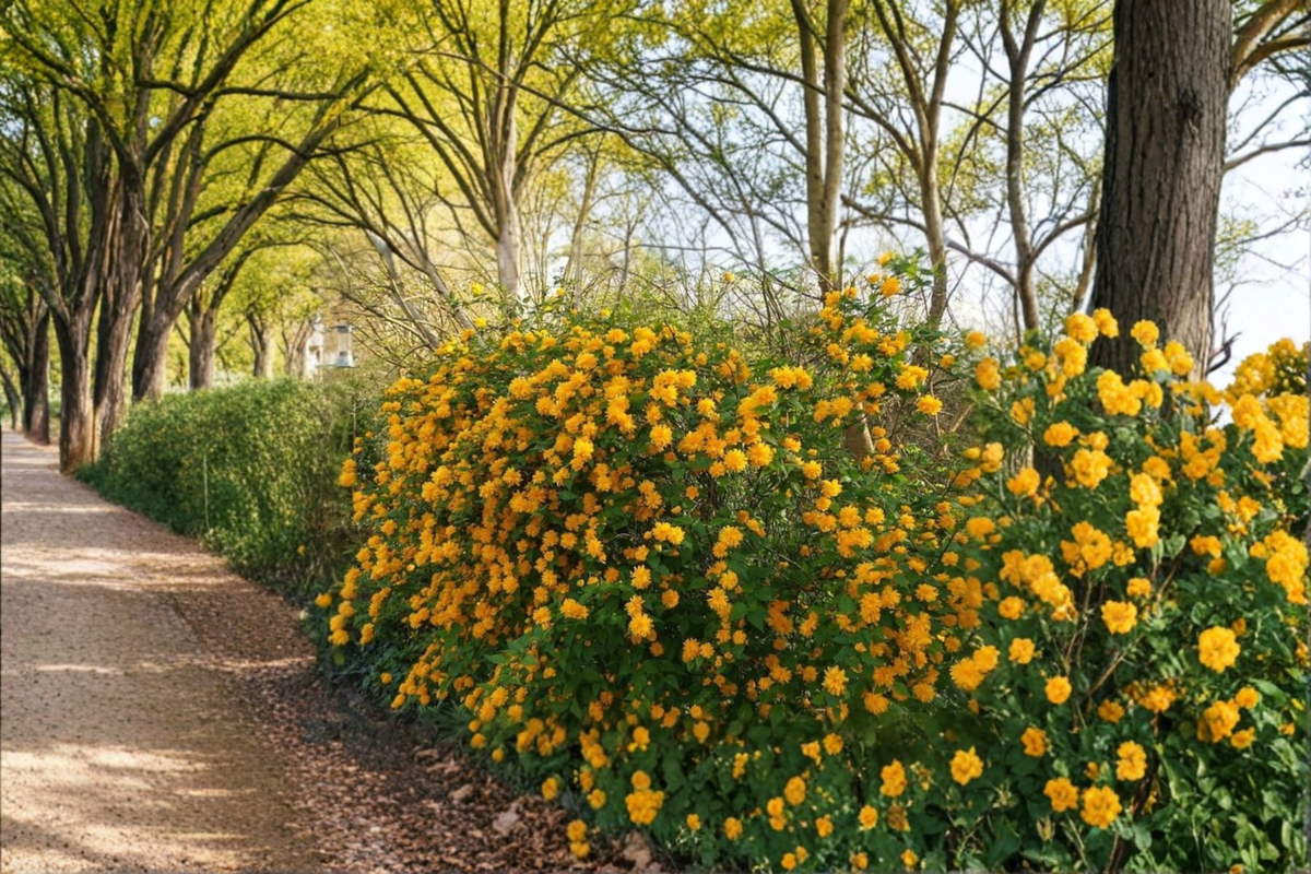 Japanese Kerria Pleniflora Live Plant 4 Inch Pot - Double Yellow Flowering Shrub for Garden Landscape - Kerria japonica