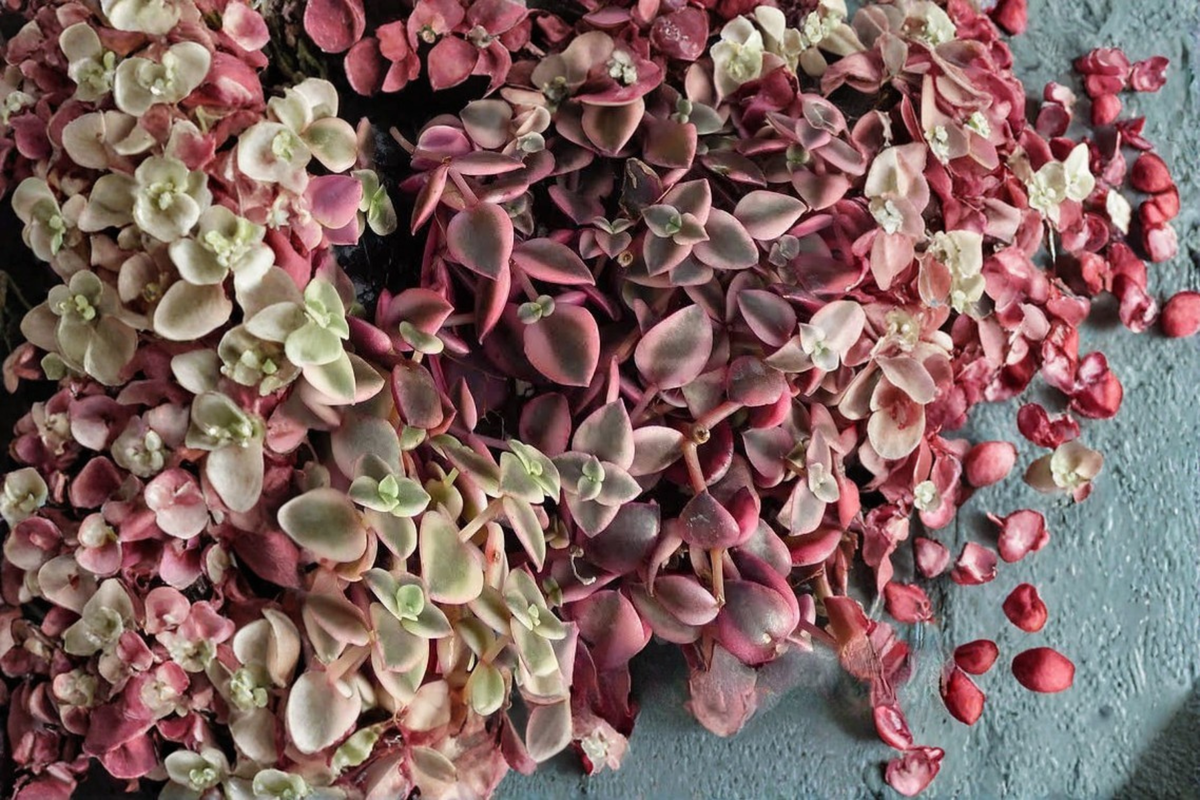 Calico Kitten Variegated Succulent 4-Inch Pot Crassula pellucida 'Variegata' Green Cream Pink Purple Foliage