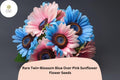 50pcs Rare Twin-Blossom Blue Over Pink Sunflower Seeds | Unique Bicolor Helianthus