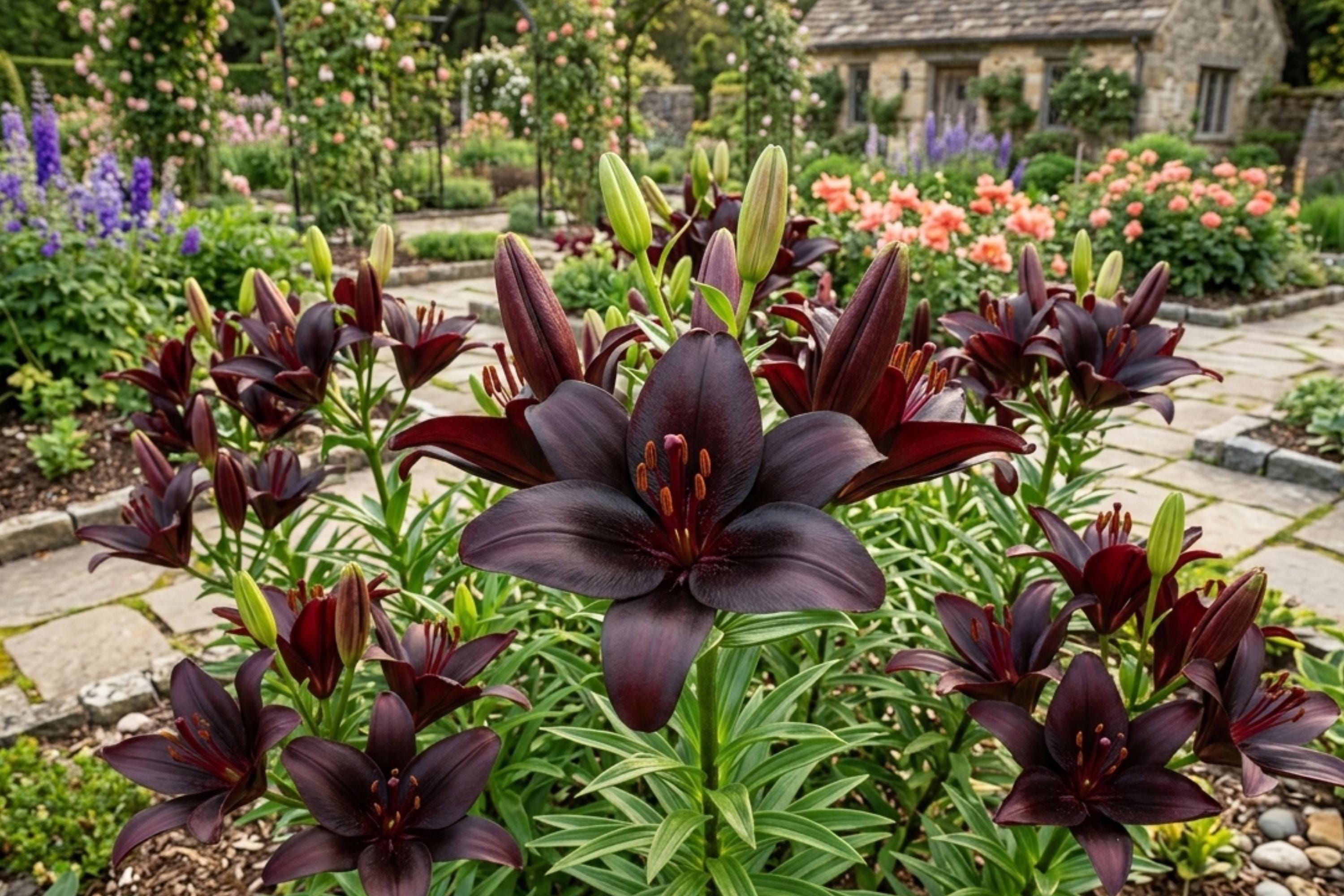 Nightrider Asiatic Lily Bulb – Live Perennial Flower, Lilium asiaticum 'Nightrider' for Garden Borders, Containers, Cut Flowers