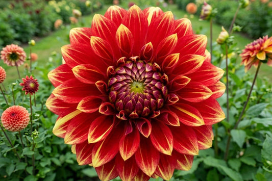 Giant Dinnerplate Dahlia Bulb Clump - Bohemian Spartacus - Large Flowering Tubers - Dahlia variabilis for Garden Landscaping