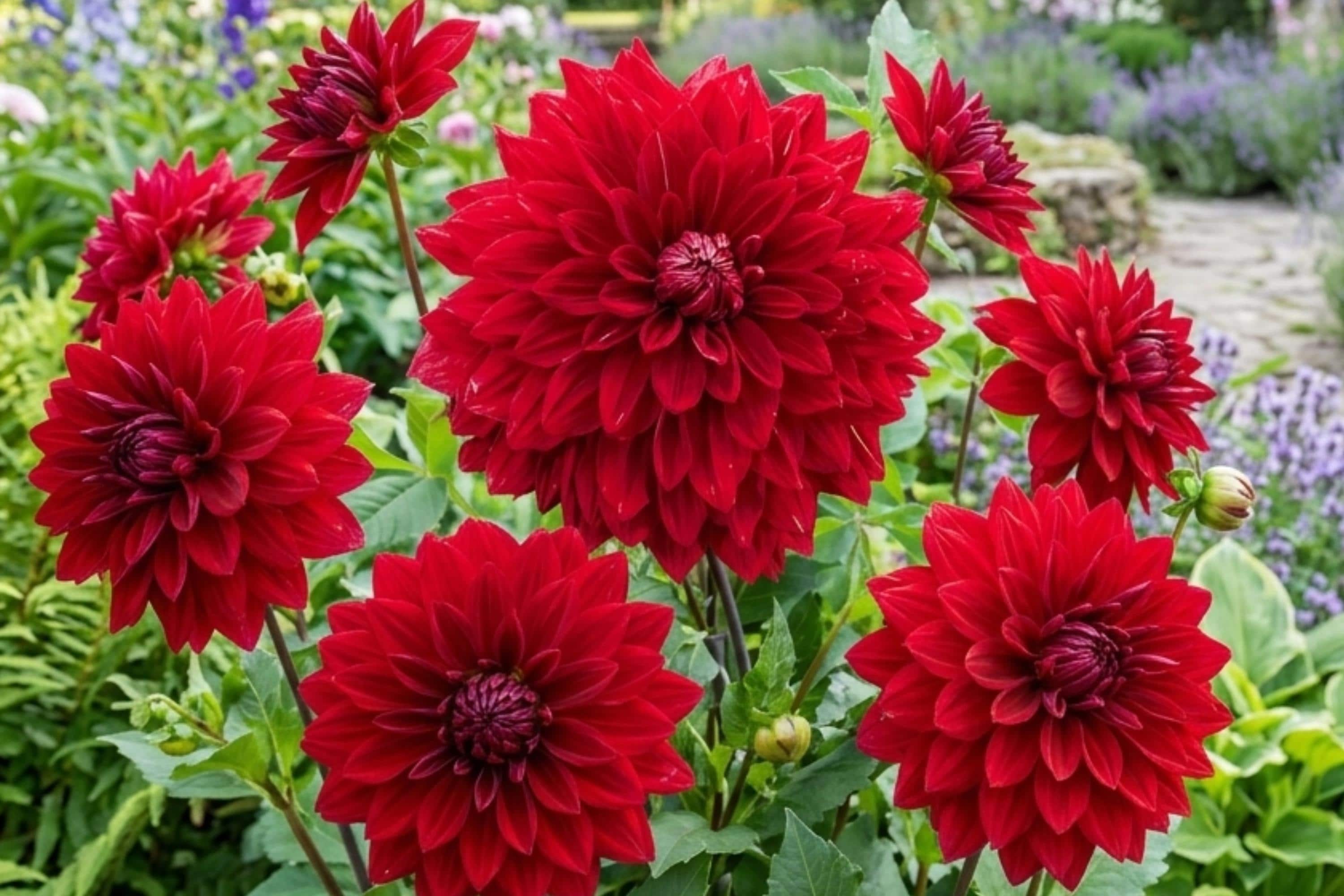 Giant Dinnerplate Dahlia Bulb Clump – Large Red Blooms for Gardens, Dahlia pinnata, Cut Flowers, Border, Container Planting