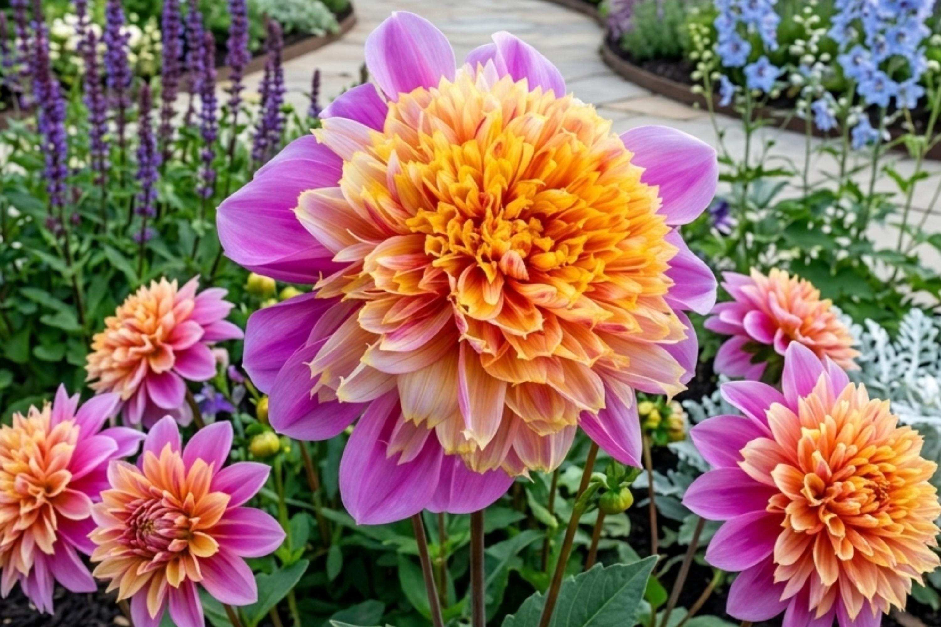 Powder Puff Dahlia Tuber Clump - Pollinator Attracting Garden Flower - Dahlia pinnata Bulb for Borders & Cut Flowers