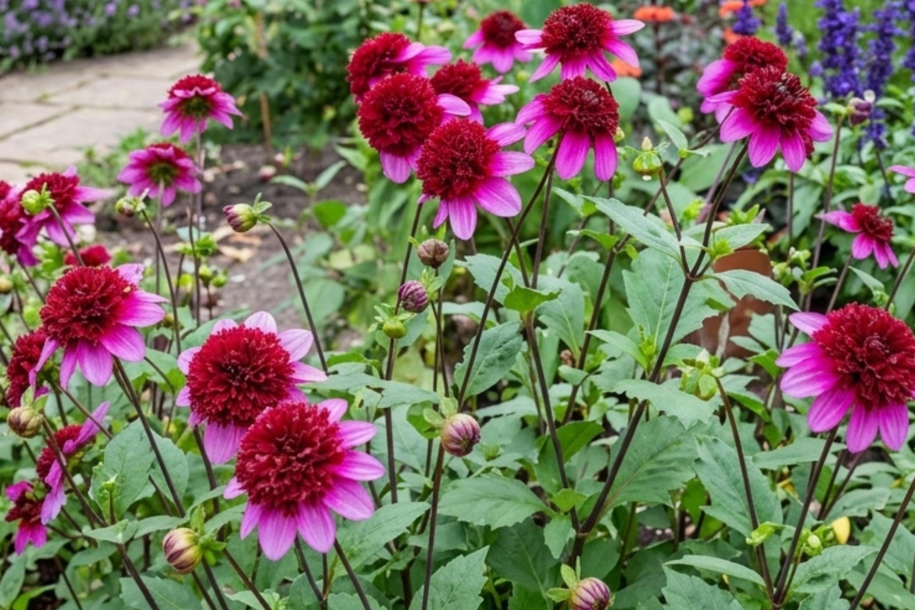 Powder Puff Dahlia Bulb Clump Poodle Skirt Variety Pink White Blooms Garden Flower Tuber