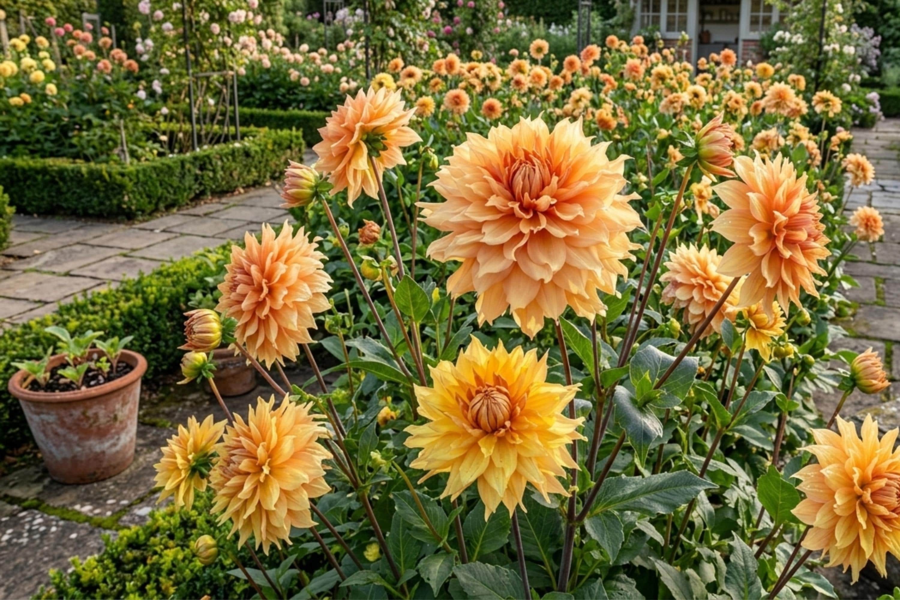 Dinnerplate Dahlia Tuber Clump - Hamari Gold - Golden Honey Flower Bulb - Dahlia variabilis