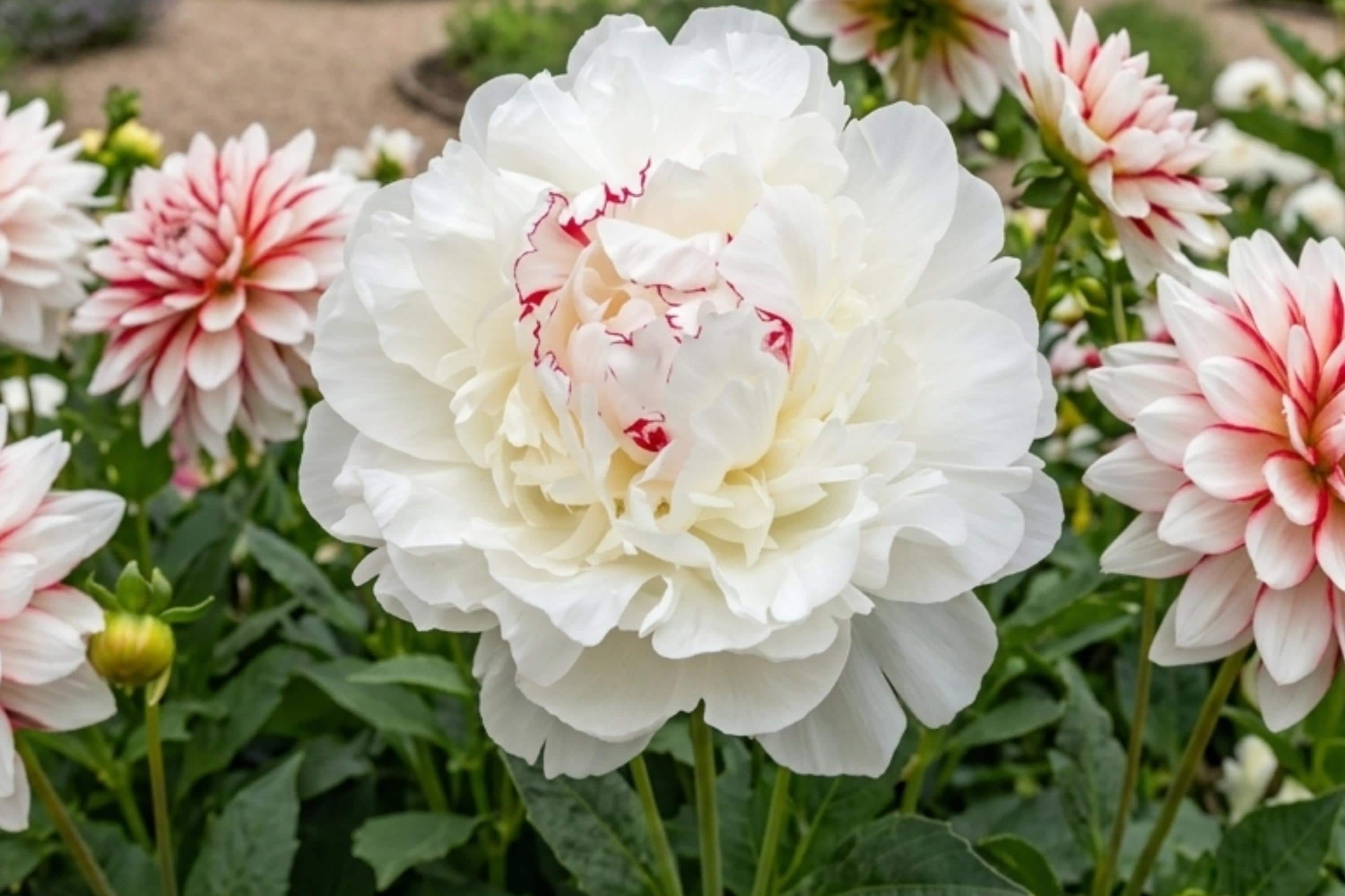 Double Peony Bare Root Plant - Festiva Maxima White Flower - Perennial Flowering Plant - Paeonia lactiflora