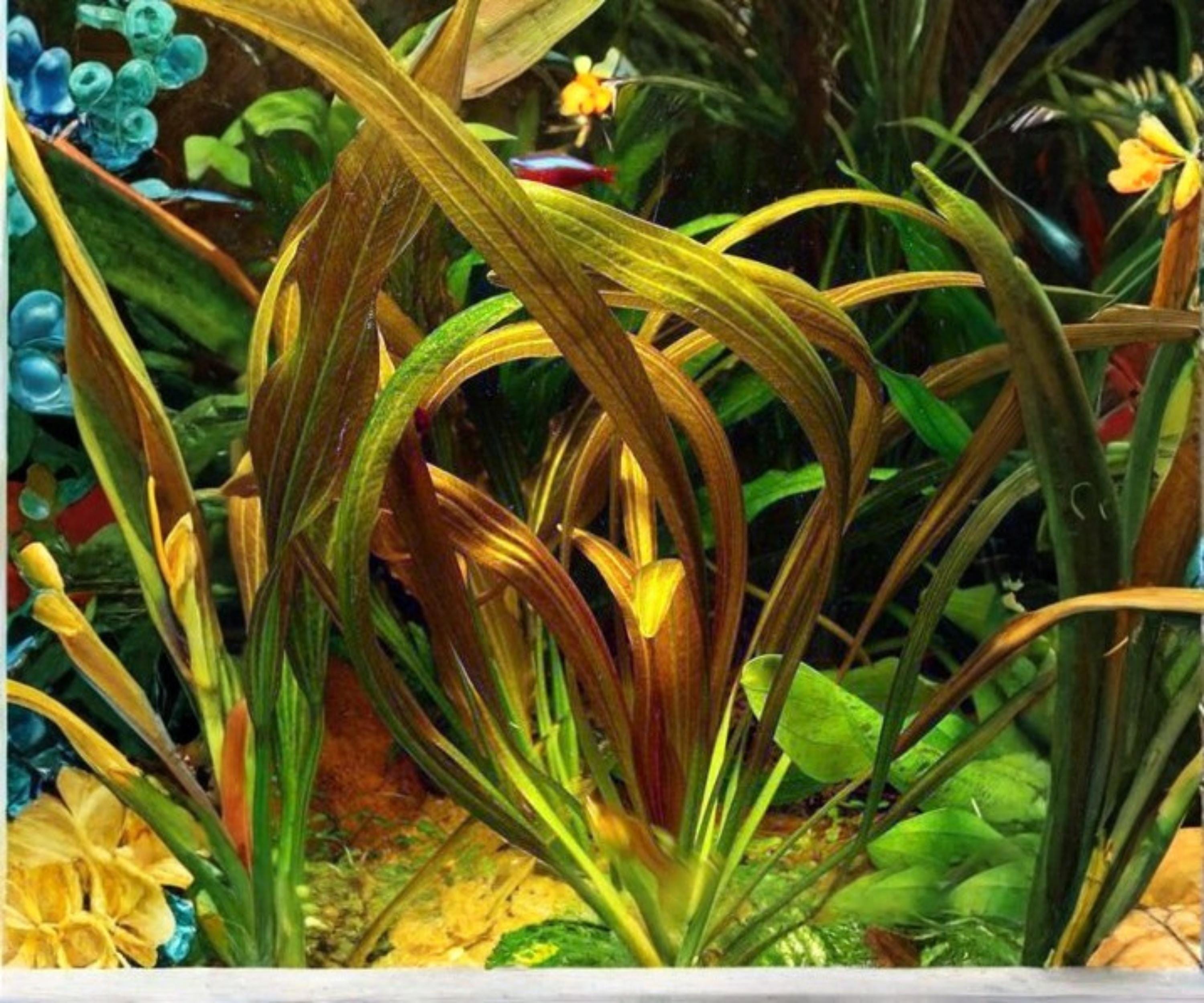 Live Aquarium Plant - Red Rubin Amazon Sword Echinodorus, Freshwater Background, Hardy, Beginner-Friendly