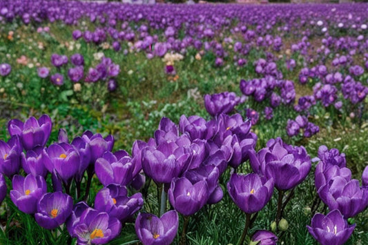 Crocus Record Bulbs – Spring-Flowering Crocus vernus with Large Purple Blooms, Garden Bulb for Borders & Naturalized Areas