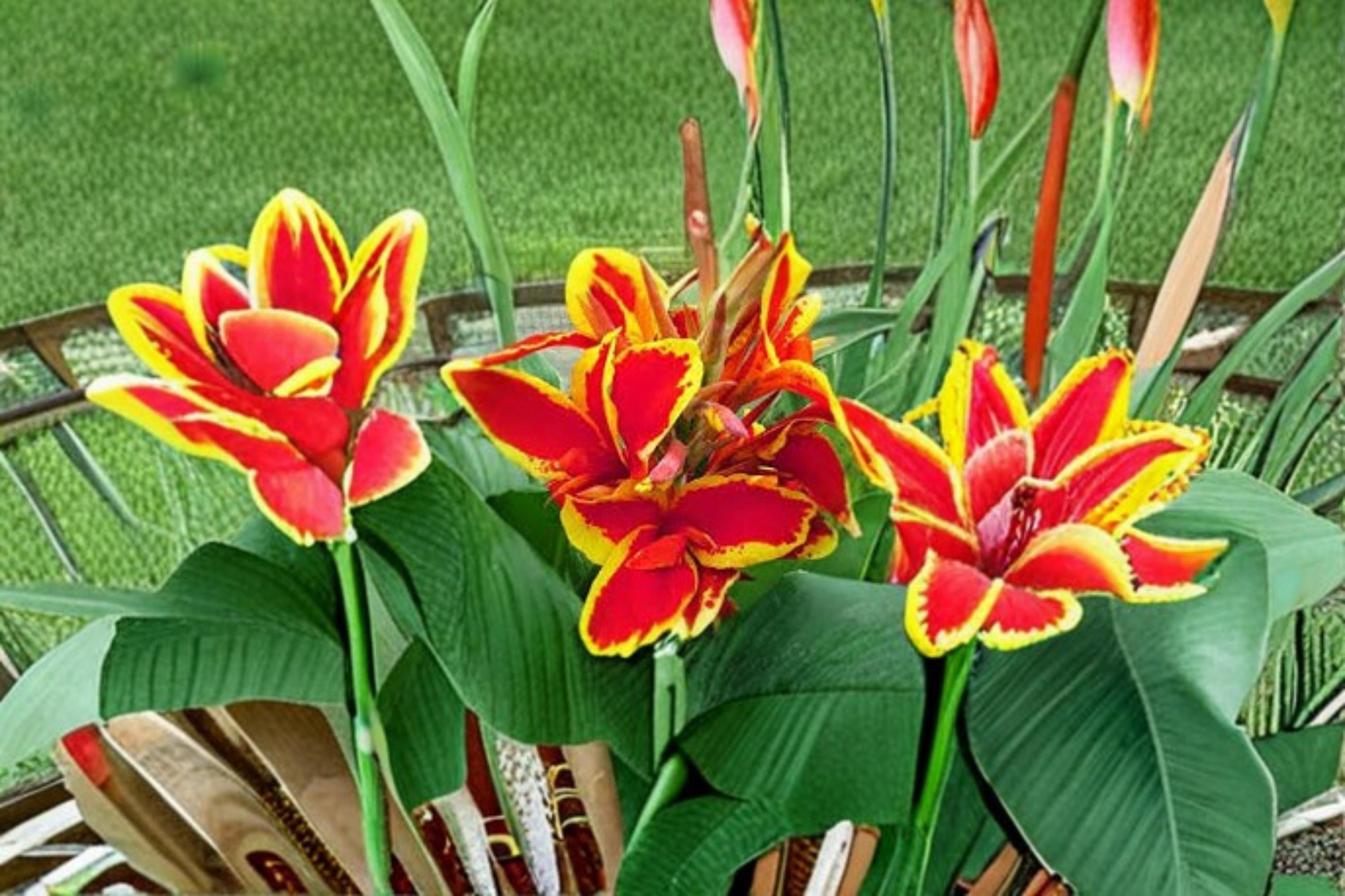 Lucifer Canna Lily Bulbs – Canna indica – Red Tropical Flowering Plant for Garden Borders & Beds