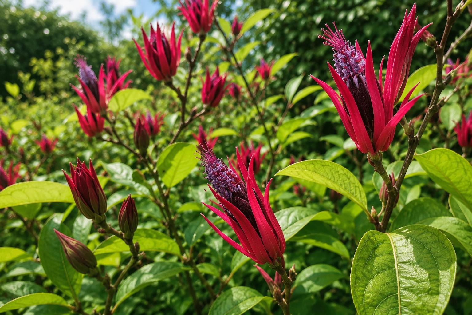 Brazilian Candle Plant - Tropical Pavonia with Red Purple Blooms - Exotic Indoor/Outdoor Flowering Plant - Pavonia lasiopetala