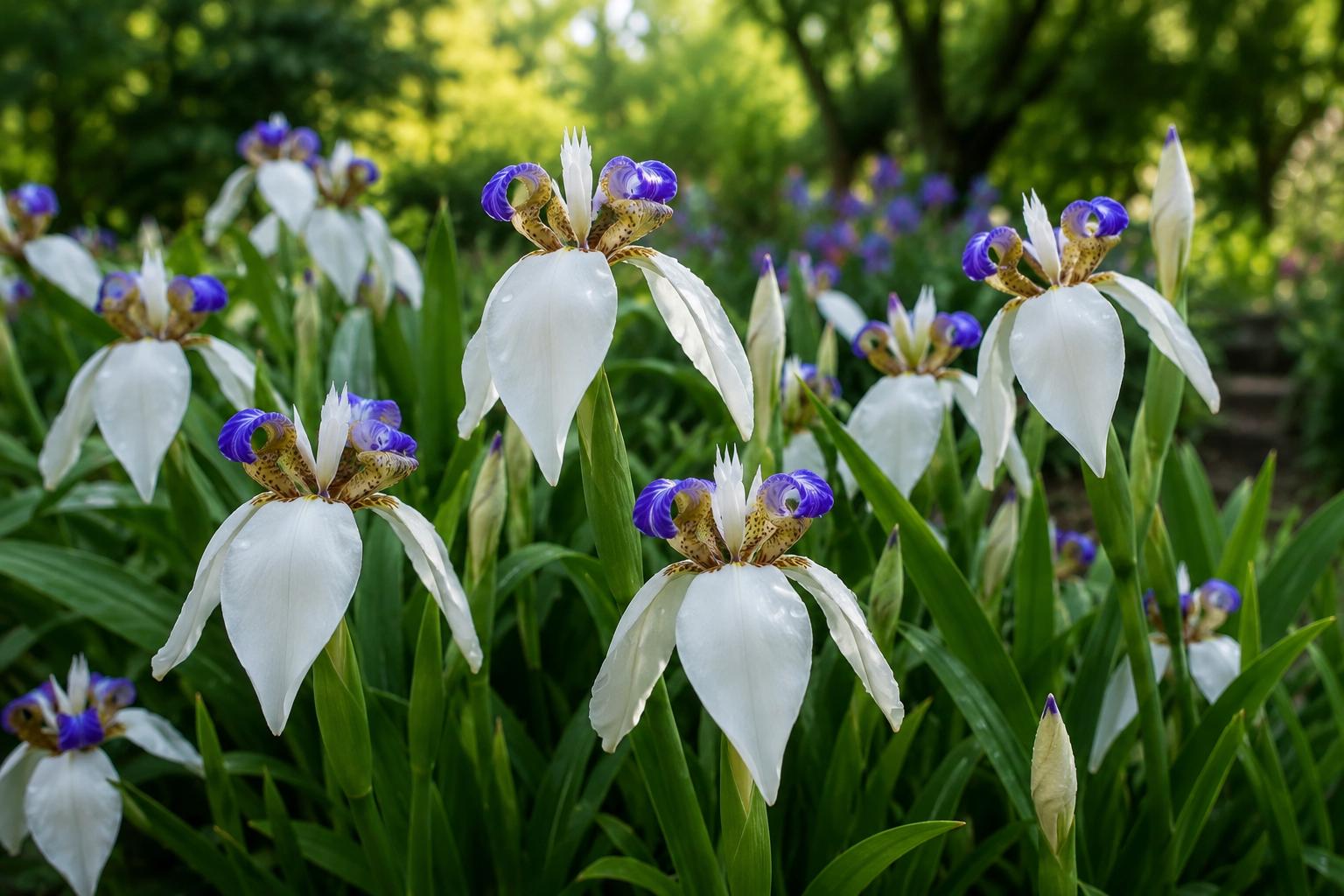 Walking Iris Plant - White Blue Fragrant Blooms - Neoregalia spp. - Shade Garden Bog Perennial