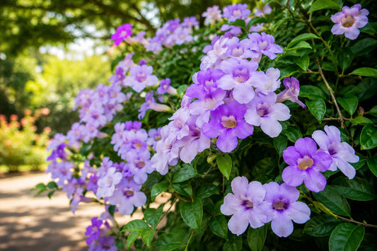 Garlic Vine Live Plant Starter Size with Purple Trumpet Flowers Mansoa alliacea Climbing Vine
