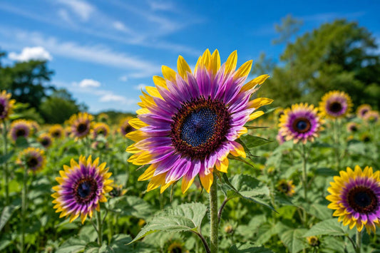 Rare Purple Heart Sunflower Seeds - 50pcs Helianthus annuus for Vibrant Garden Decor and Pollinator Attraction