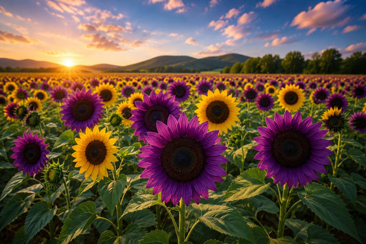 Rare Purple Sunflower Seeds - 50pcs Field ‘Violet Glow’ - Heirloom Helianthus annuus for Garden, Cut Flowers & Pollinator Attraction