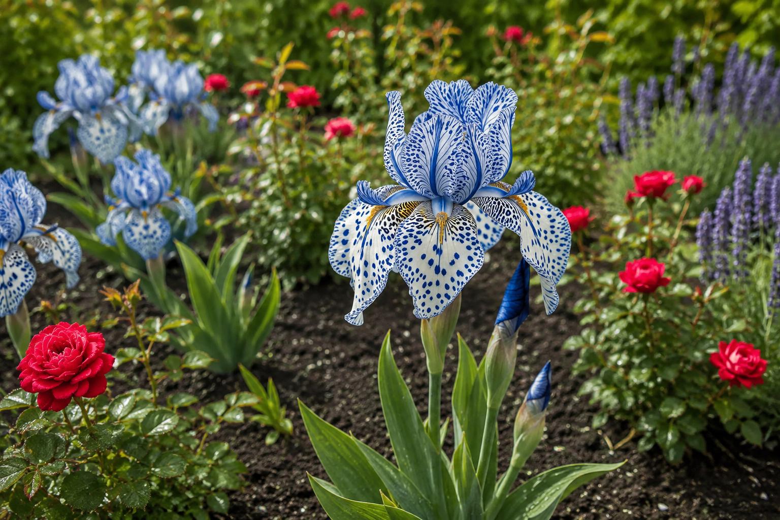 Bearded Iris Seeds - Blue and White Speckled Blooms - Iris germanica - Garden Flower Seeds for Borders, Beds, and Pollinator Attraction