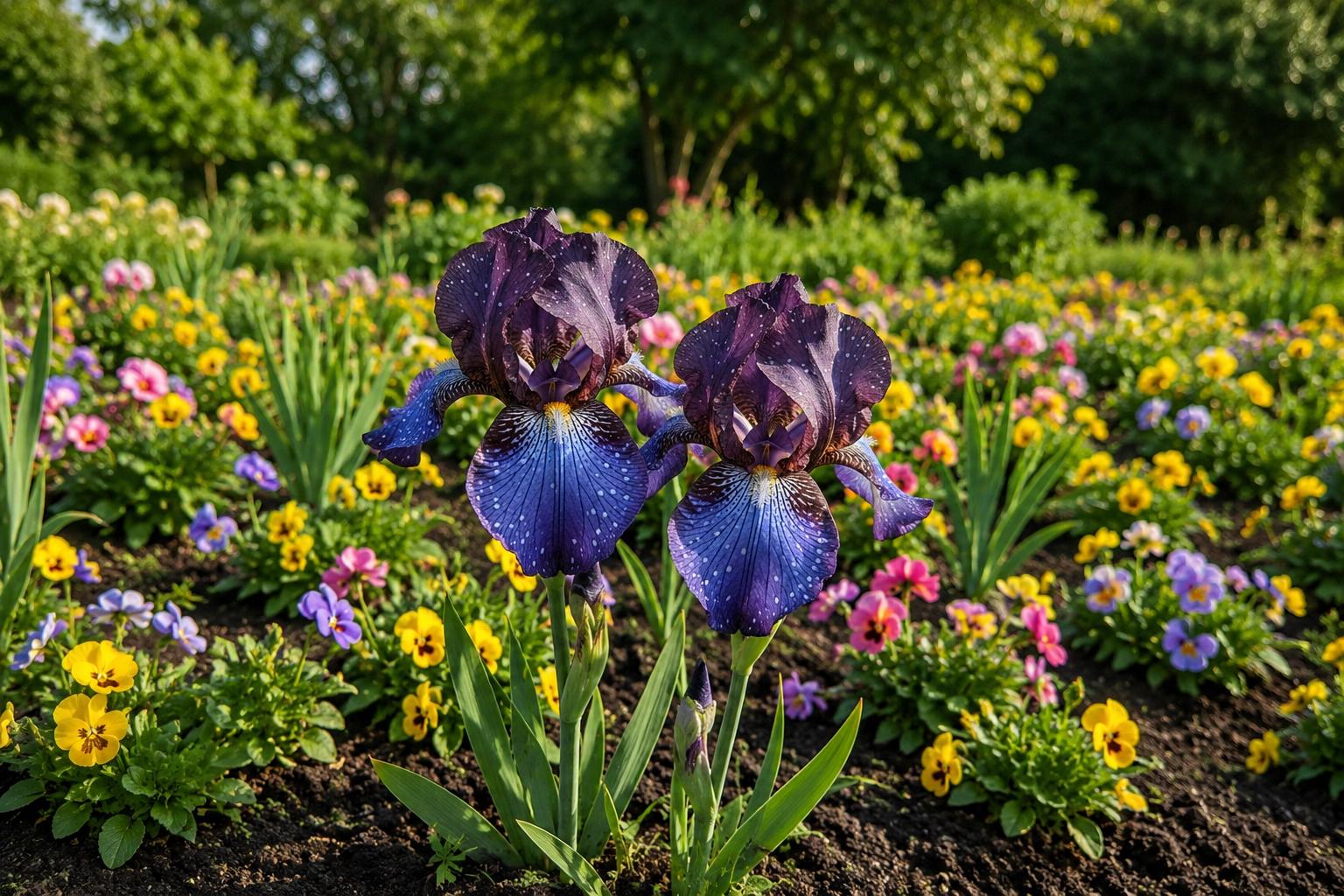 Bearded Iris Seeds - 50 Count Deep Blue Star-Spotted Iris germanica Garden Flower Bulbs