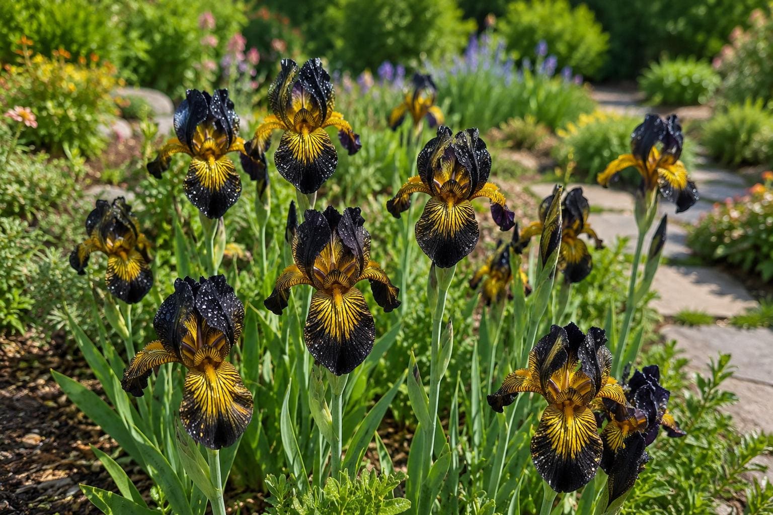 Bearded Iris Seeds - 50 Pack - Black and Gold Iris with Yellow Beard - Iris germanica - Garden Flower Seeds