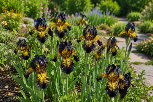 Bearded Iris Seeds - 50 Pack - Black and Gold Iris with Yellow Beard - Iris germanica - Garden Flower Seeds