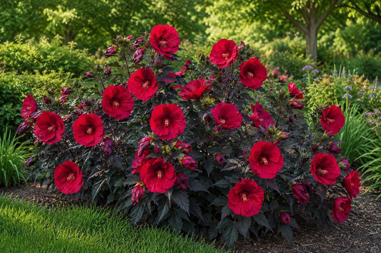 Hardy Hibiscus Starter Plant | Midnight Marvel Hibiscus moscheutos | Deep Burgundy Flowers | Garden, Border, Container
