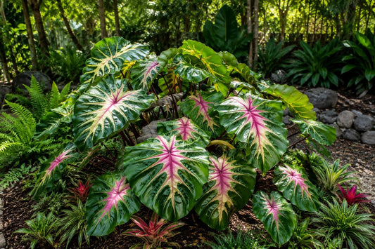 Waikiki Elephant Ear Starter Plant - Colocasia esculenta - Tropical Foliage for Garden & Container - Rare, Large Heart-Shaped Leaves