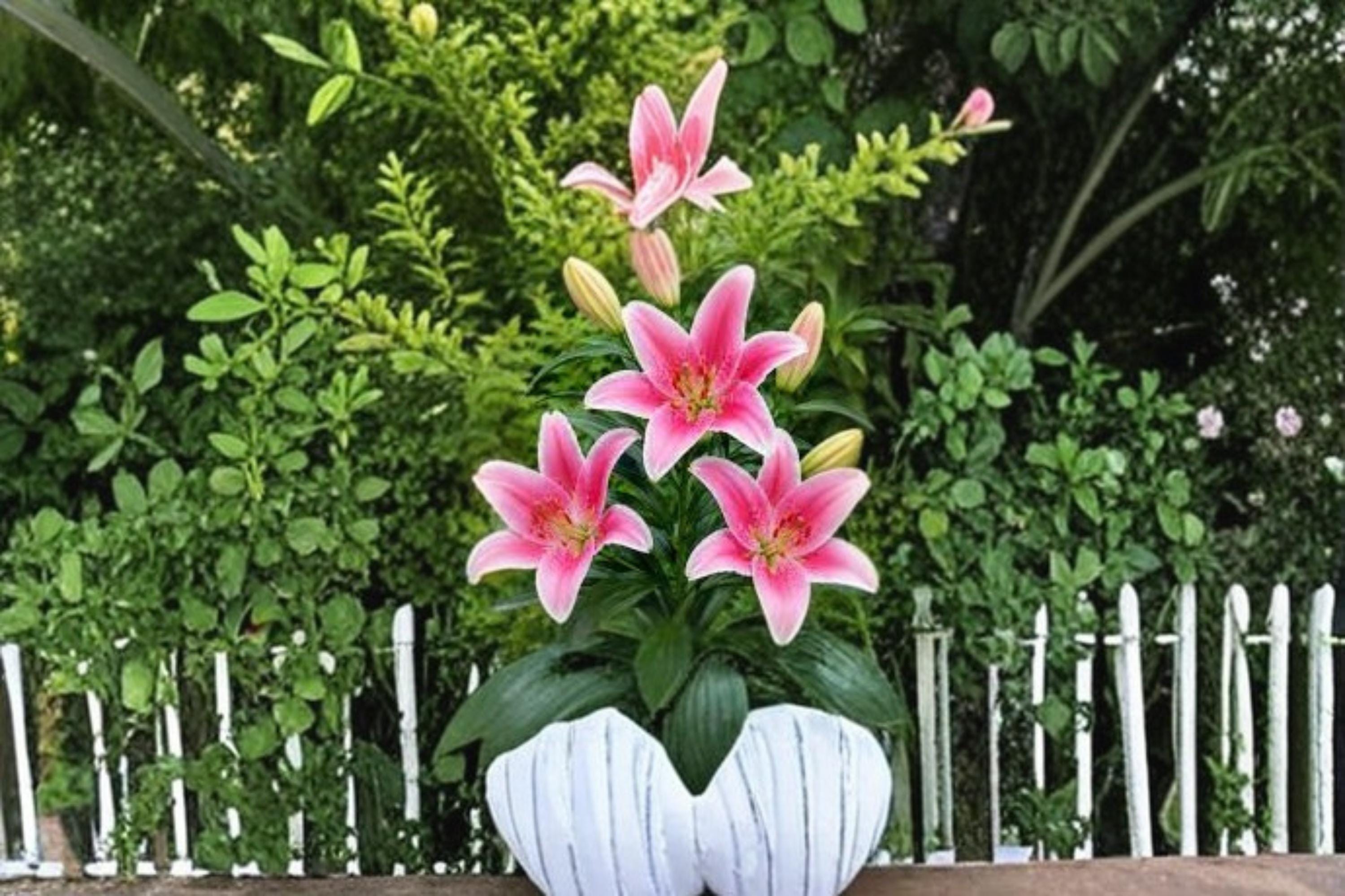 Sorbonne Oriental Lily Bulbs – Pink & White Fragrant Flowers – Lilium orientalis – Garden Border & Outdoor Plant