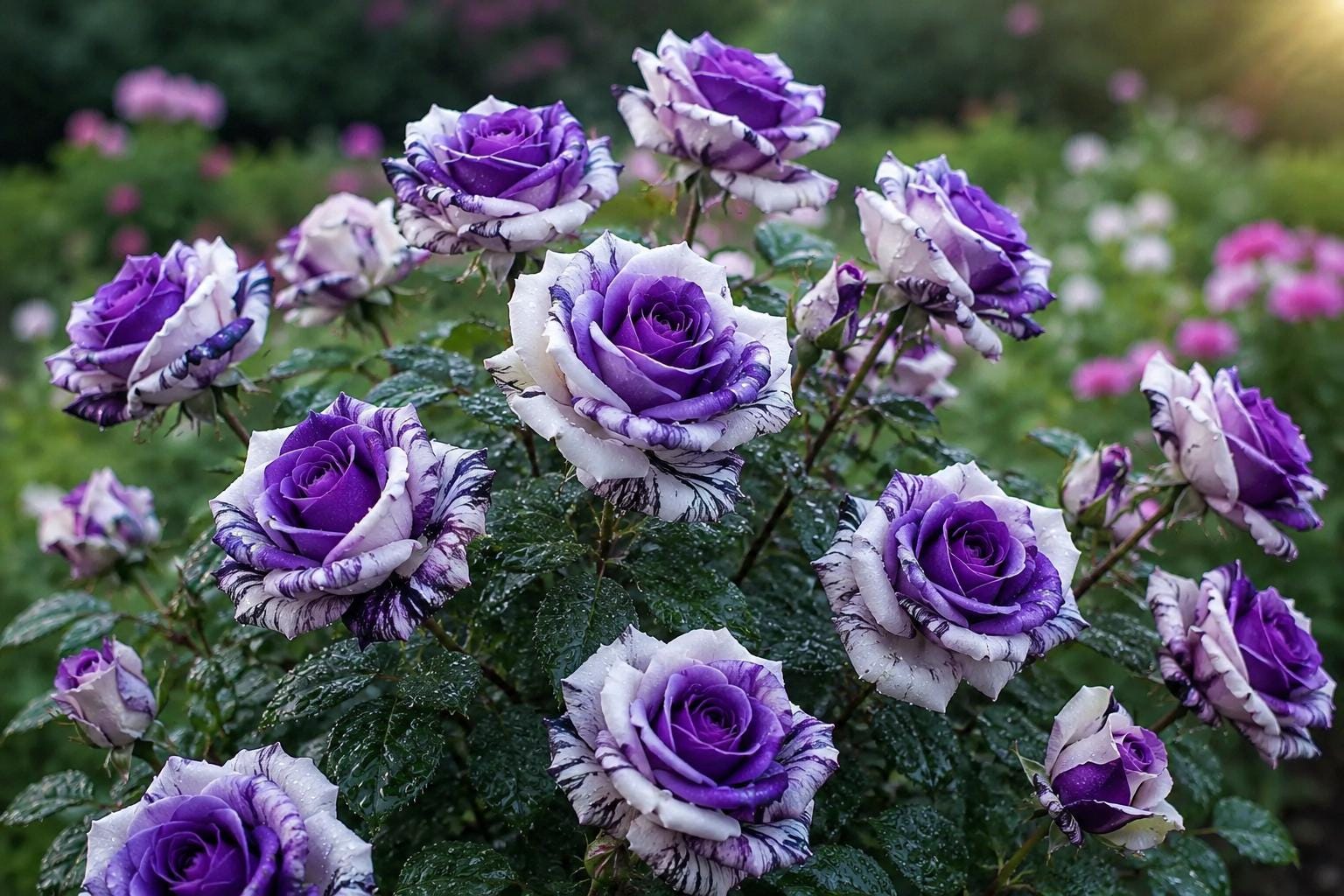 Rare Purple and White Twin Rose Seeds - Rosa spp. - Bi-colored Flower Seeds for Garden, Border, Container Planting