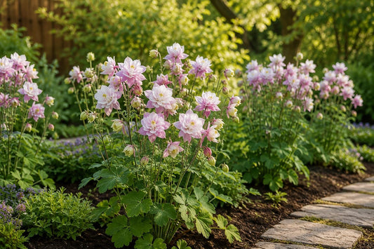 1000 Double Pink & White Columbine Seeds - Aquilegia, Heirloom Cottage Garden Flower Seeds for Borders & Pollinator Attraction