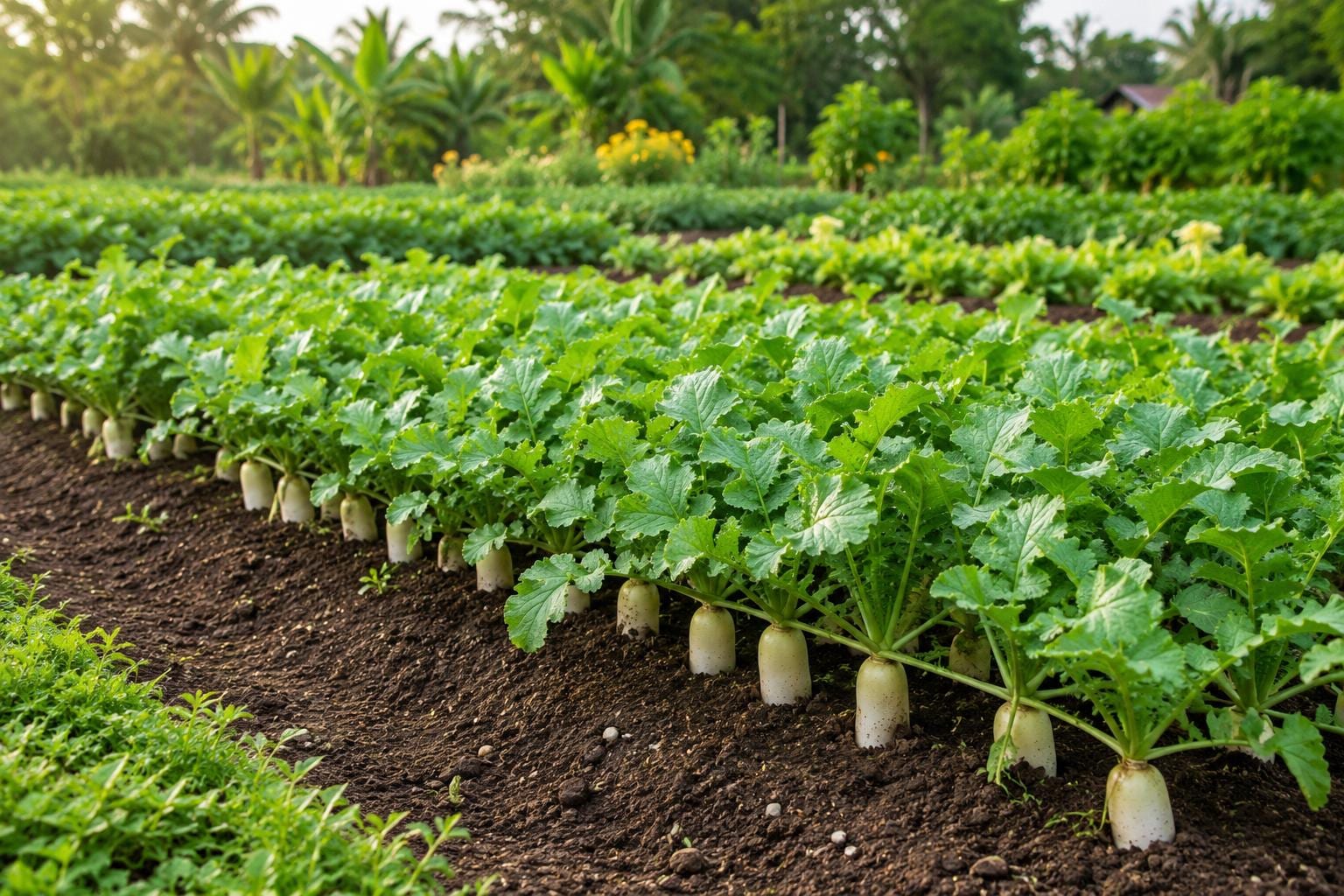 Daikon Radish Seeds, White Long Root Vegetable, Raphanus sativus, for Home Garden, Easy to Grow, Non-GMO, Fast Harvest