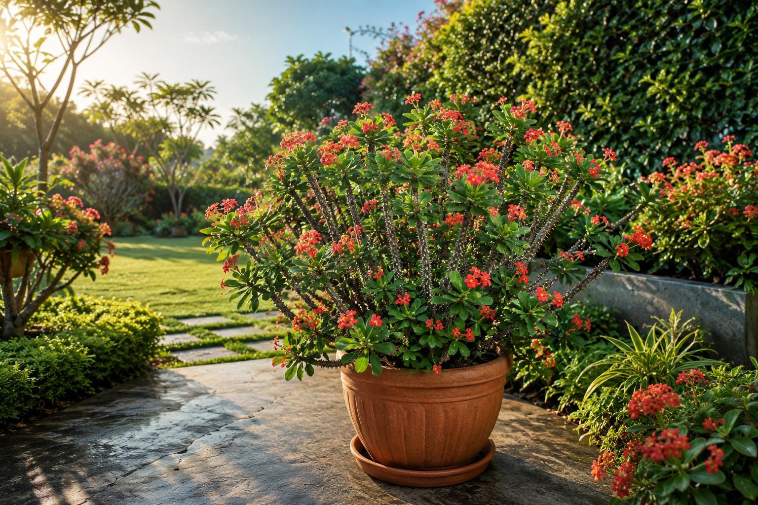 Crown of Thorns Starter Plant - Golden Bell Variety - Euphorbia milii - Indoor or Outdoor Succulent Plant